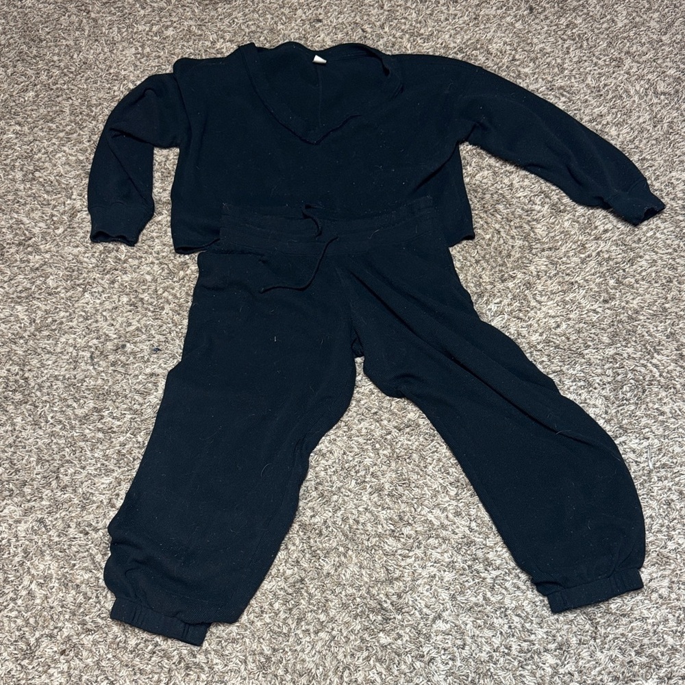Cropped top and jogger bottoms waffle pajama lounge set.